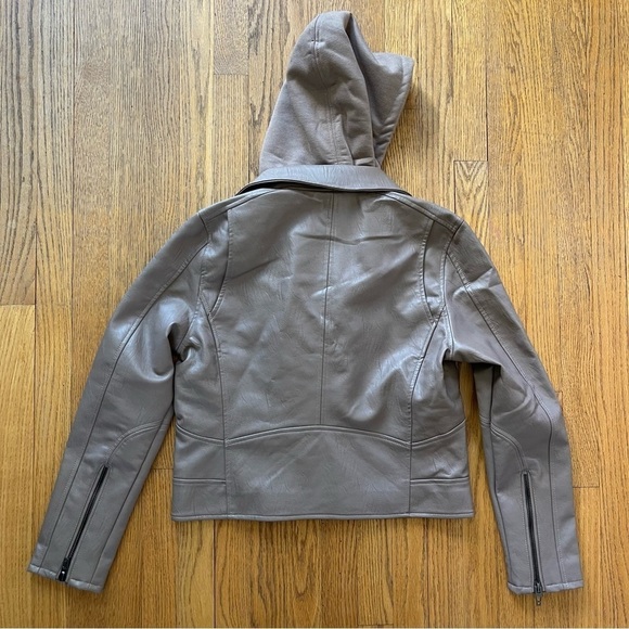 NEw Blank NYC Moto Jacket Taupe Vegan Leather Crop 61C-9078NO Size Large NWT - Picture 2 of 7